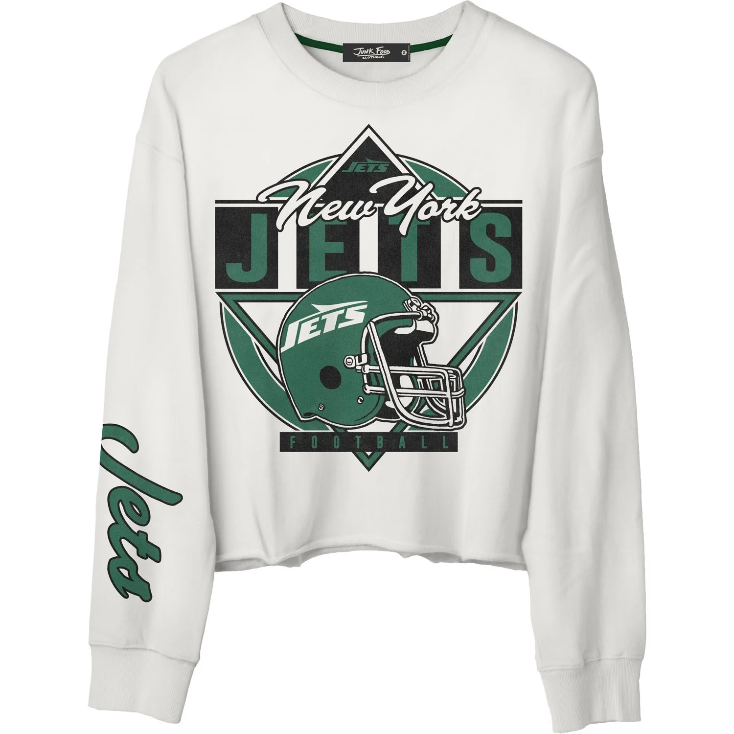 Junk Food - Womens Jets Helmet Crop Fleece Sweatshirt - Image 2