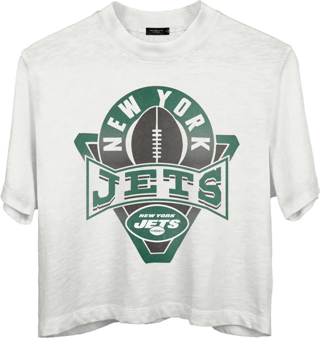 Junk Food - Womens Jets Mock Neck Crop T-Shirt - Image 2