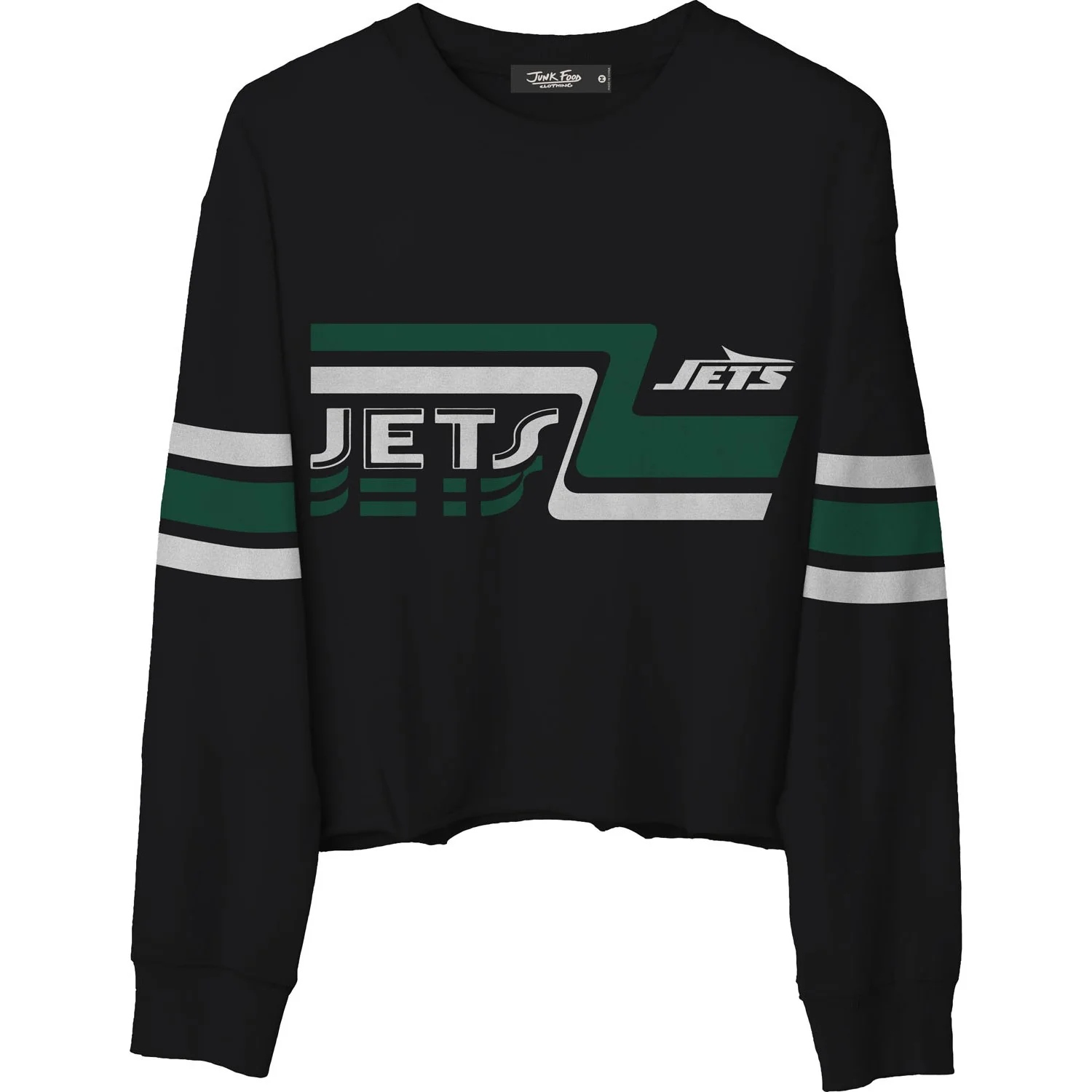 Junk Food - Womens Jets Retro Crop Fleece Sweatshirt - Image 2