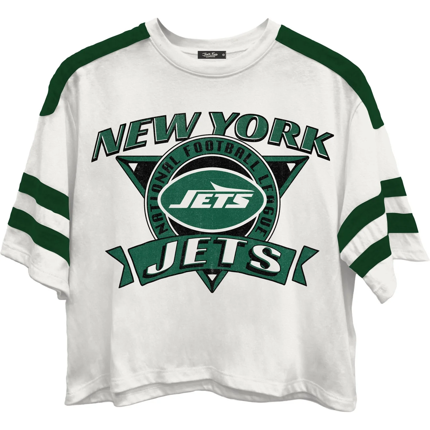 Junk Food - Womens Jets Striped Crop T-Shirt - Image 2
