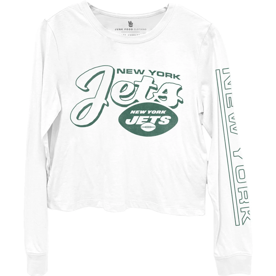 Junk Food - Womens Jets Touchdown Long Sleeve Crop T-Shirt - Image 3