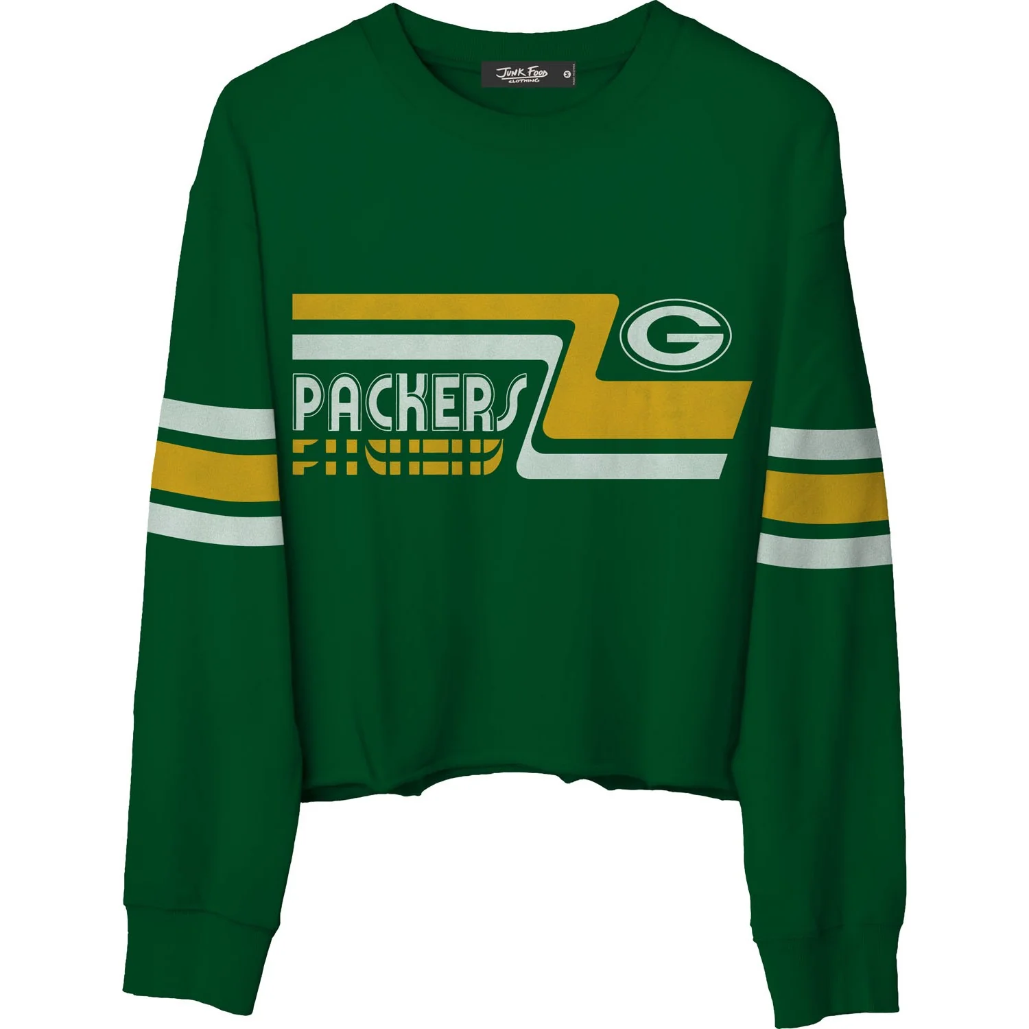 Junk Food - Womens Packers Retro Crop Fleece Sweatshirt - Image 2