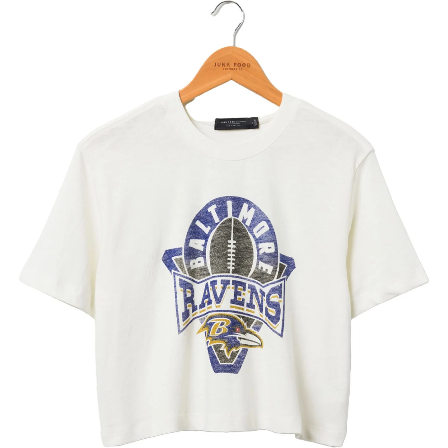 Junk Food - Womens Ravens Mock Neck Crop T-Shirt - Image 2