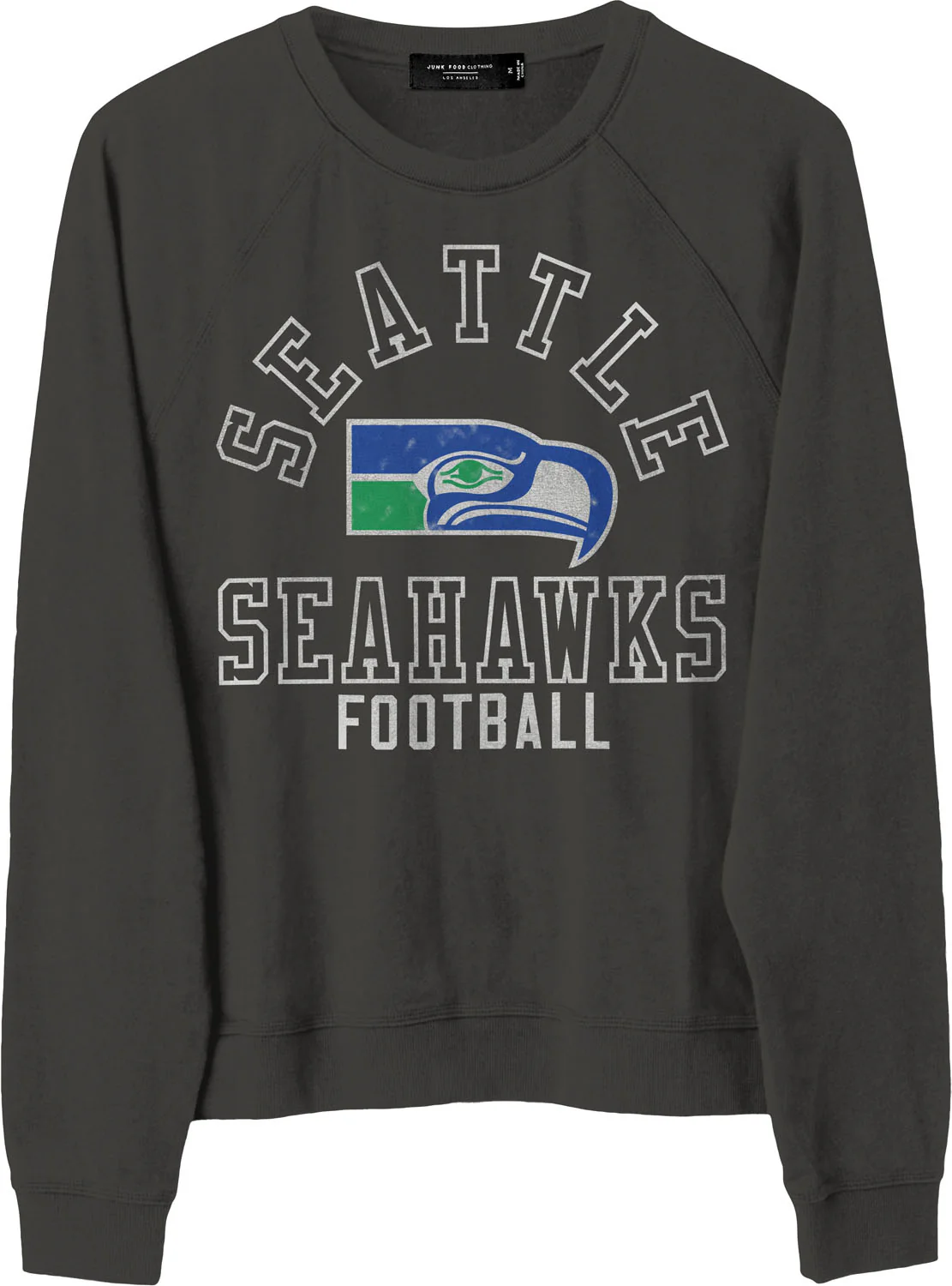 Junk Food - Womens Seahawks Flocked Raglan Crew Top - Image 2