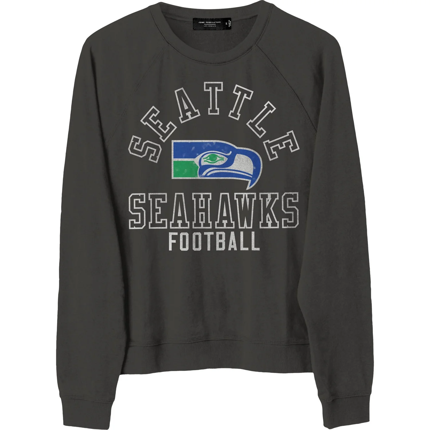 Junk Food - Womens Seahawks Flocked Raglan Crew Top - Image 3