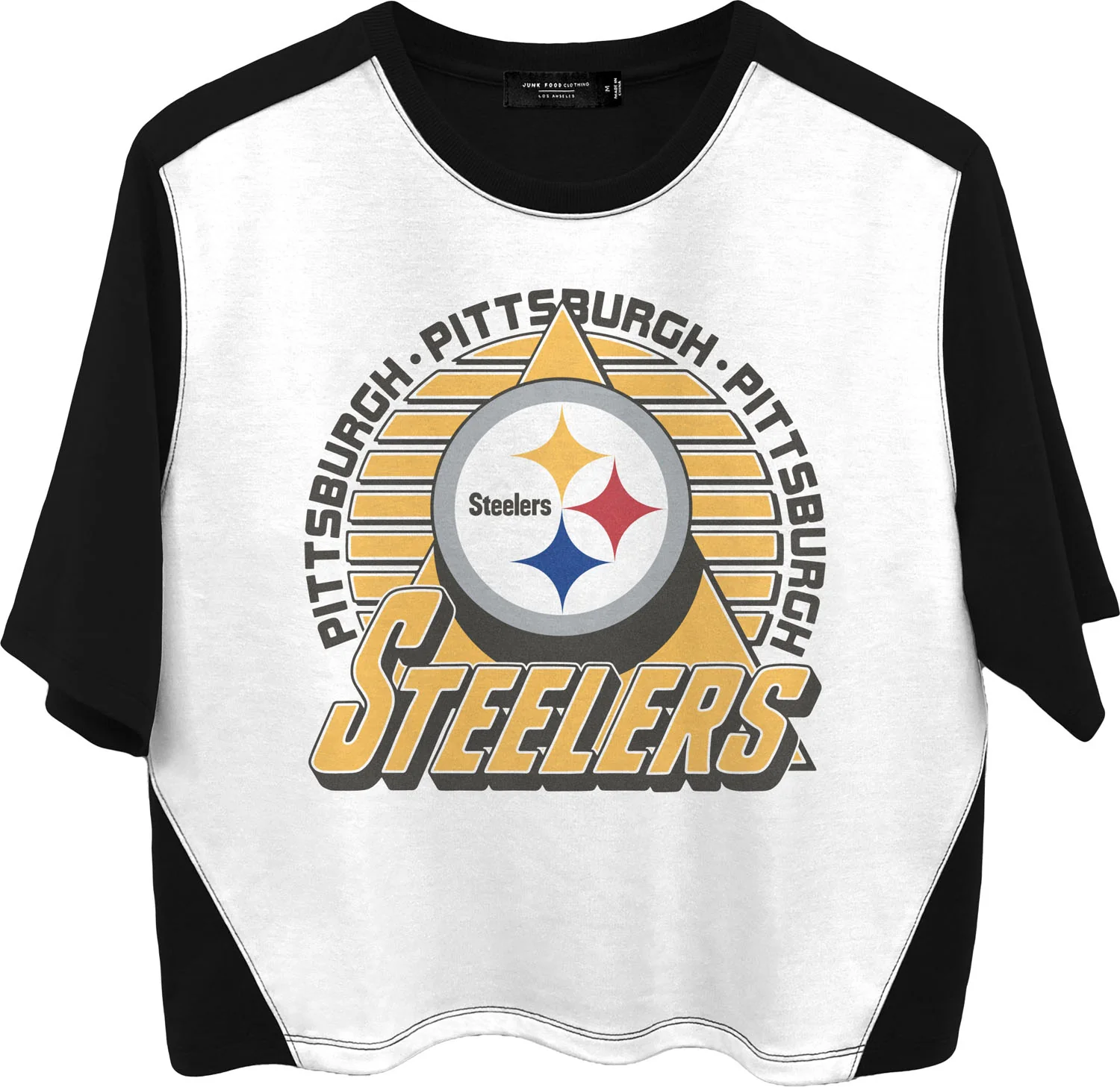 Junk Food - Womens Steelers Color Block Crop T-Shirt - Image 2
