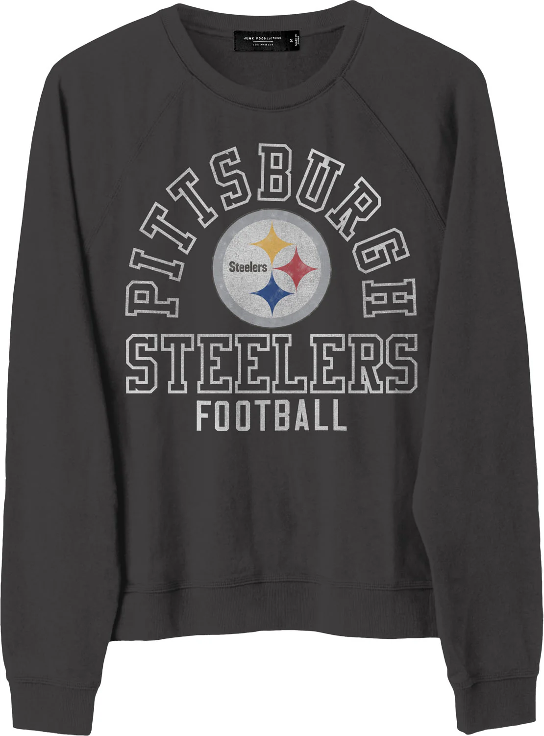 Junk Food - Womens Steelers Flocked Raglan Crew Top - Image 2