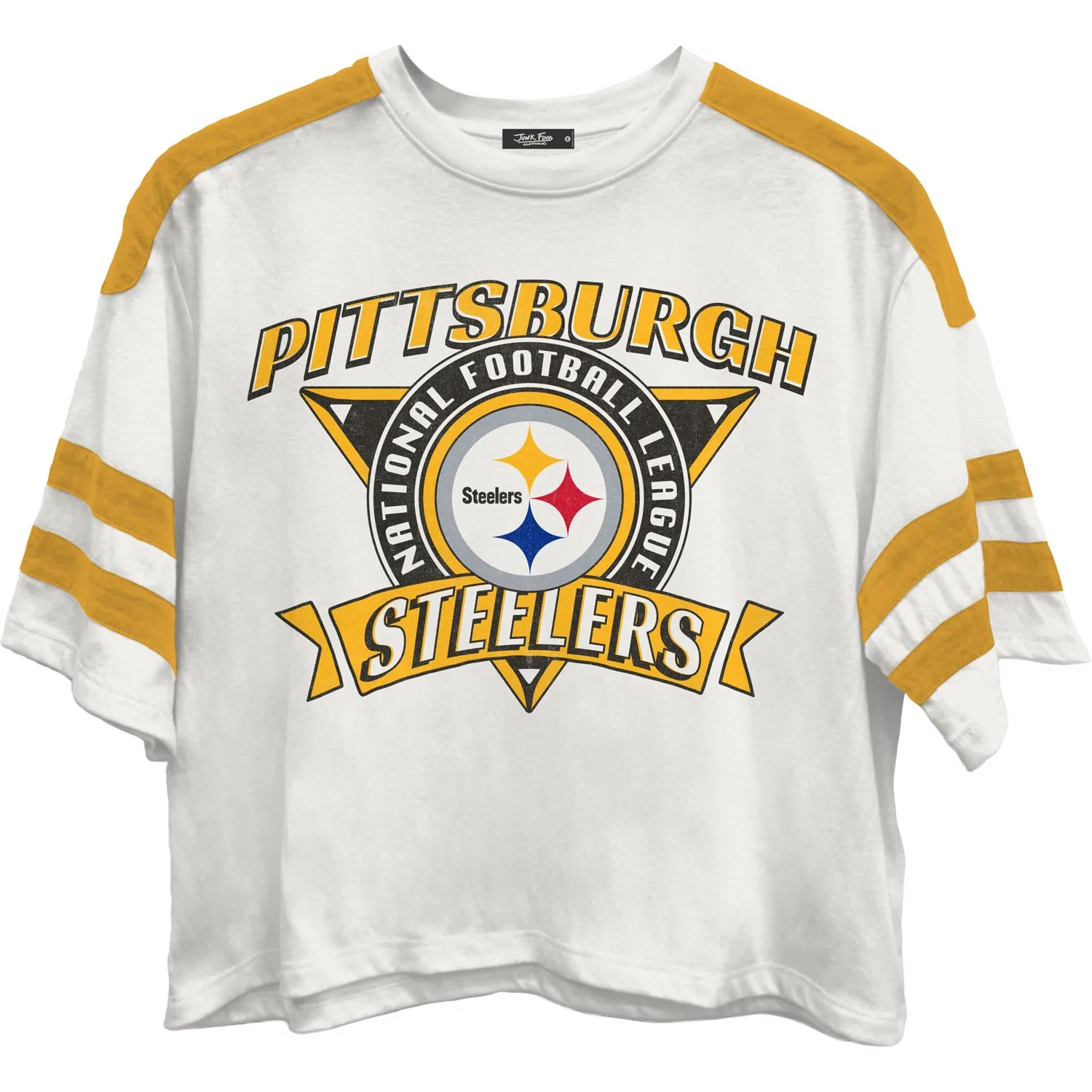 Junk Food - Womens Steelers Striped Crop T-Shirt - Image 2