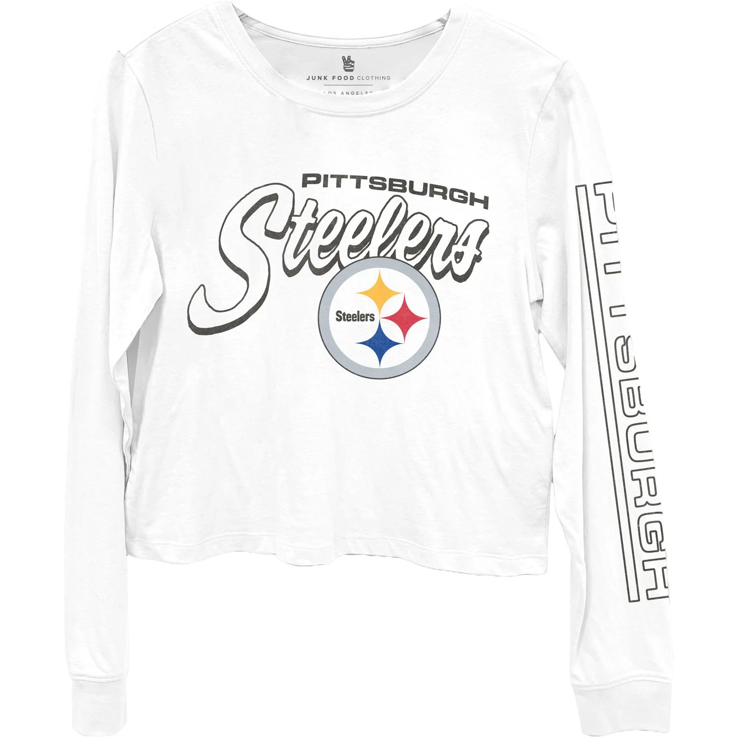 Junk Food - Womens Steelers Touchdown Long Sleeve Crop T-Shirt - Image 3