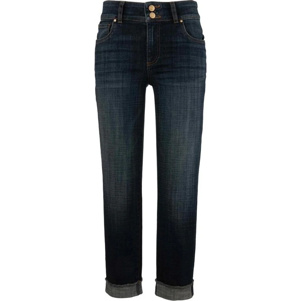 KUT From The Kloth - Womens Amy Crop Straight Waist Band Double Button Roll Up Pants