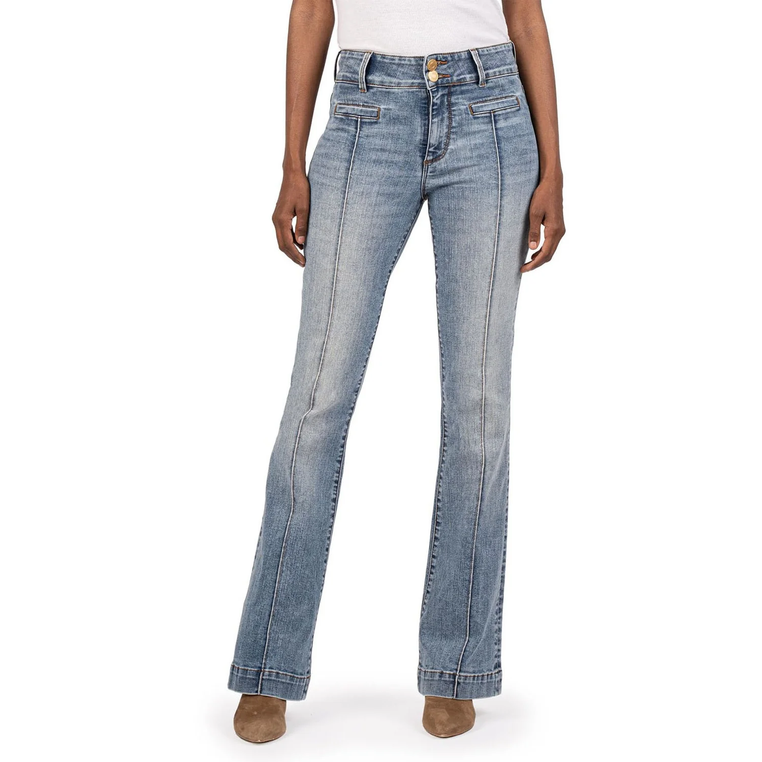 KUT From The Kloth - Womens Ana High Rise Flare Front Weltdouble Button Waistband Pants
