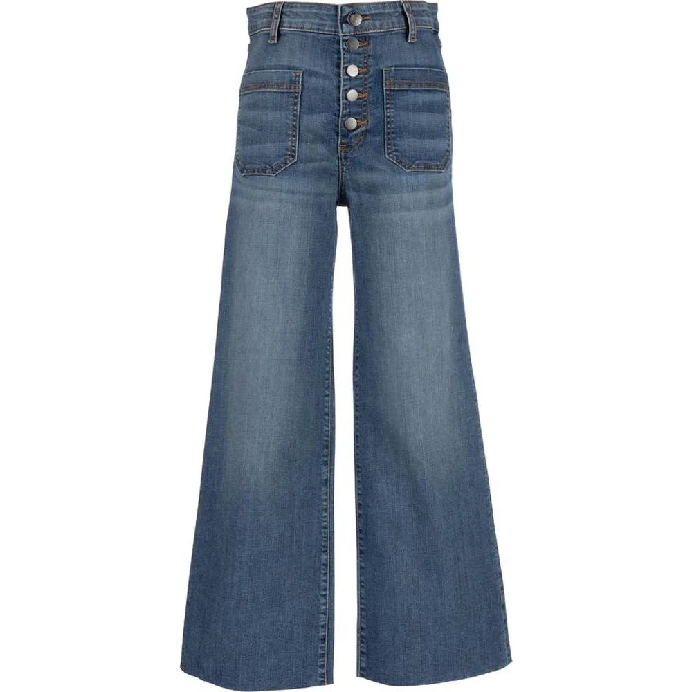 KUT From The Kloth - Womens Meg High Rise Wide Leg Expo Button Raw Hem Patch Pockets Pants - Image 2
