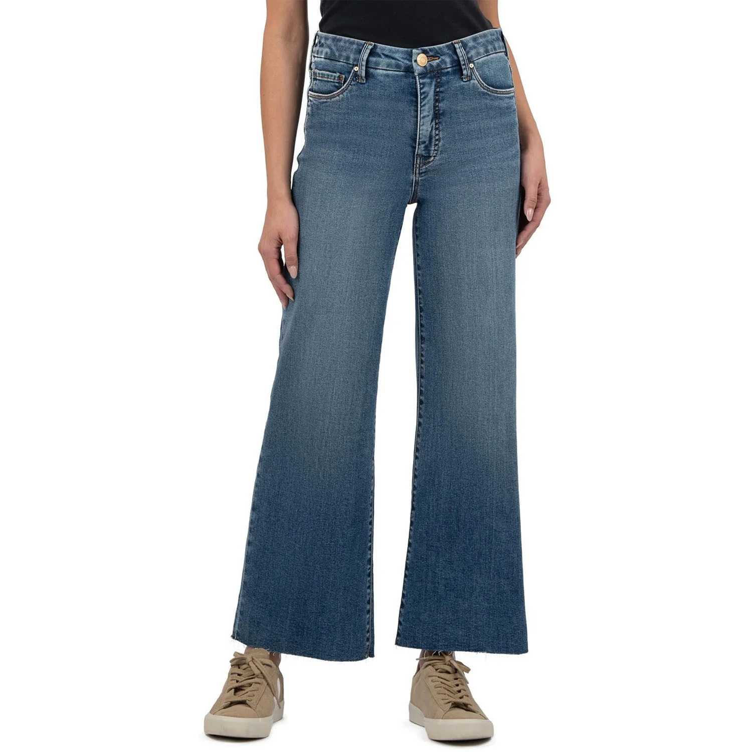 KUT From The Kloth - Womens Meg High Rise Wide Leg Raw Hem Pants - Image 2