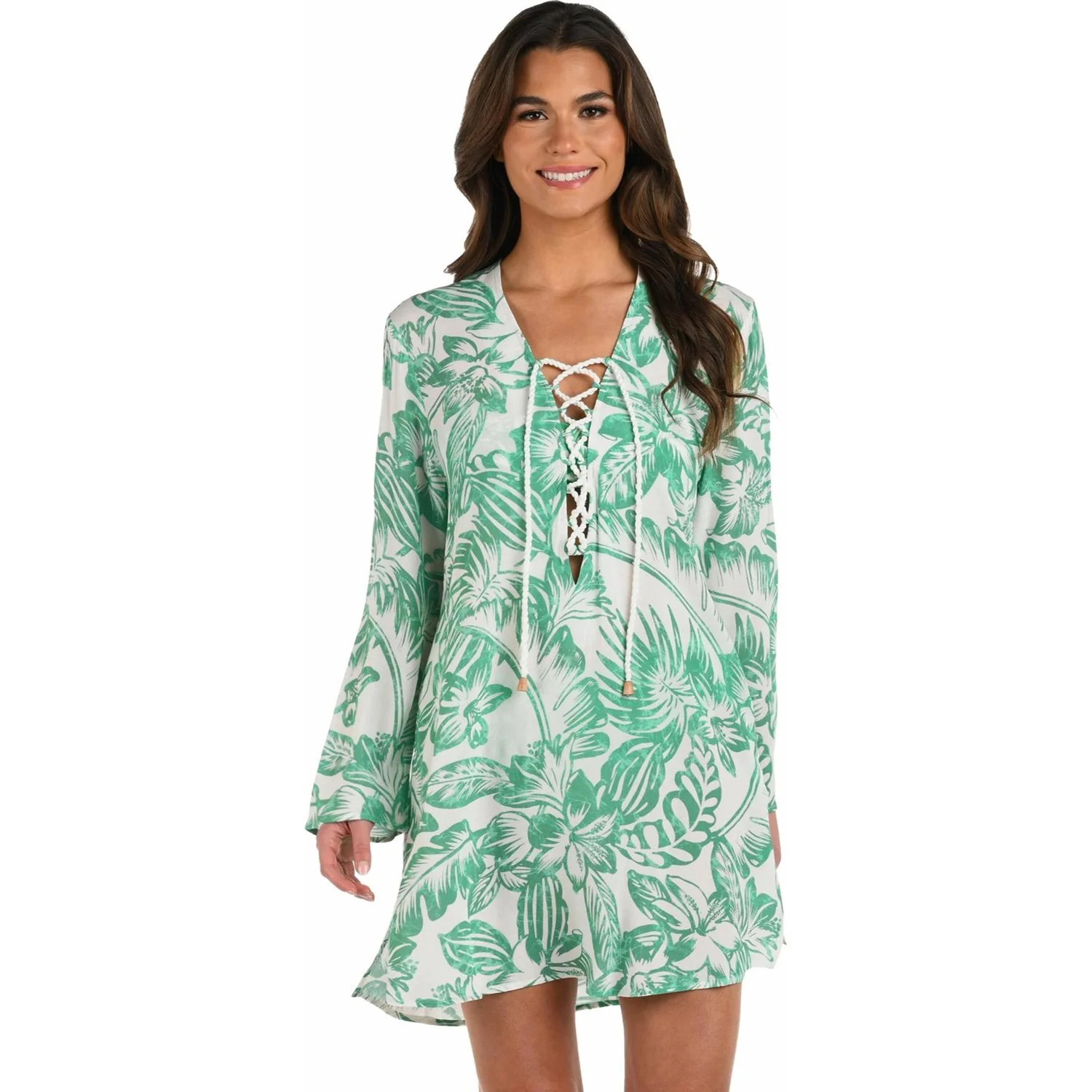 La Blanca - Womens Batiki Lace Front Swim Cover-Up Tunic - Image 2