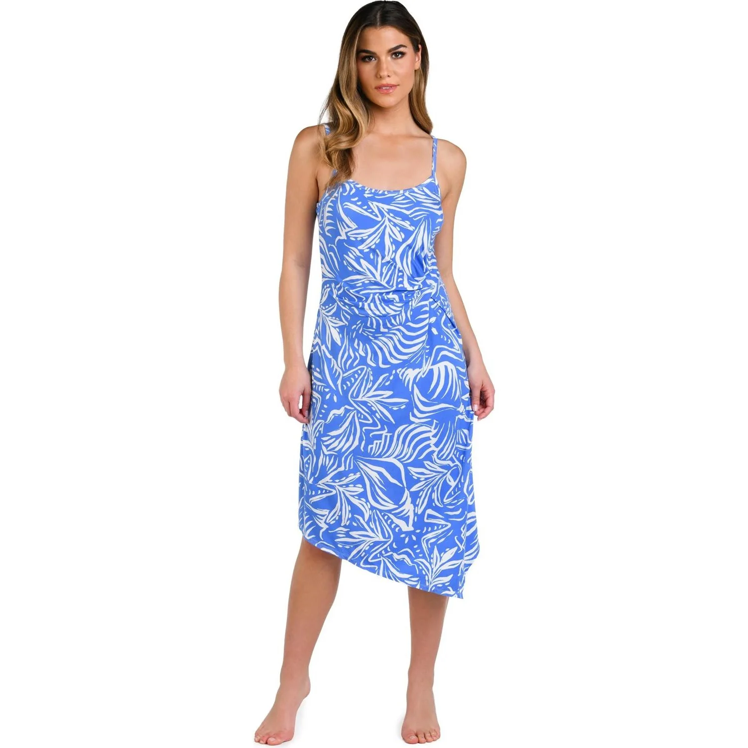 La Blanca - Womens Beachside Bay A-Symmetrical Draped Swim Cover-Up Dress - Image 2