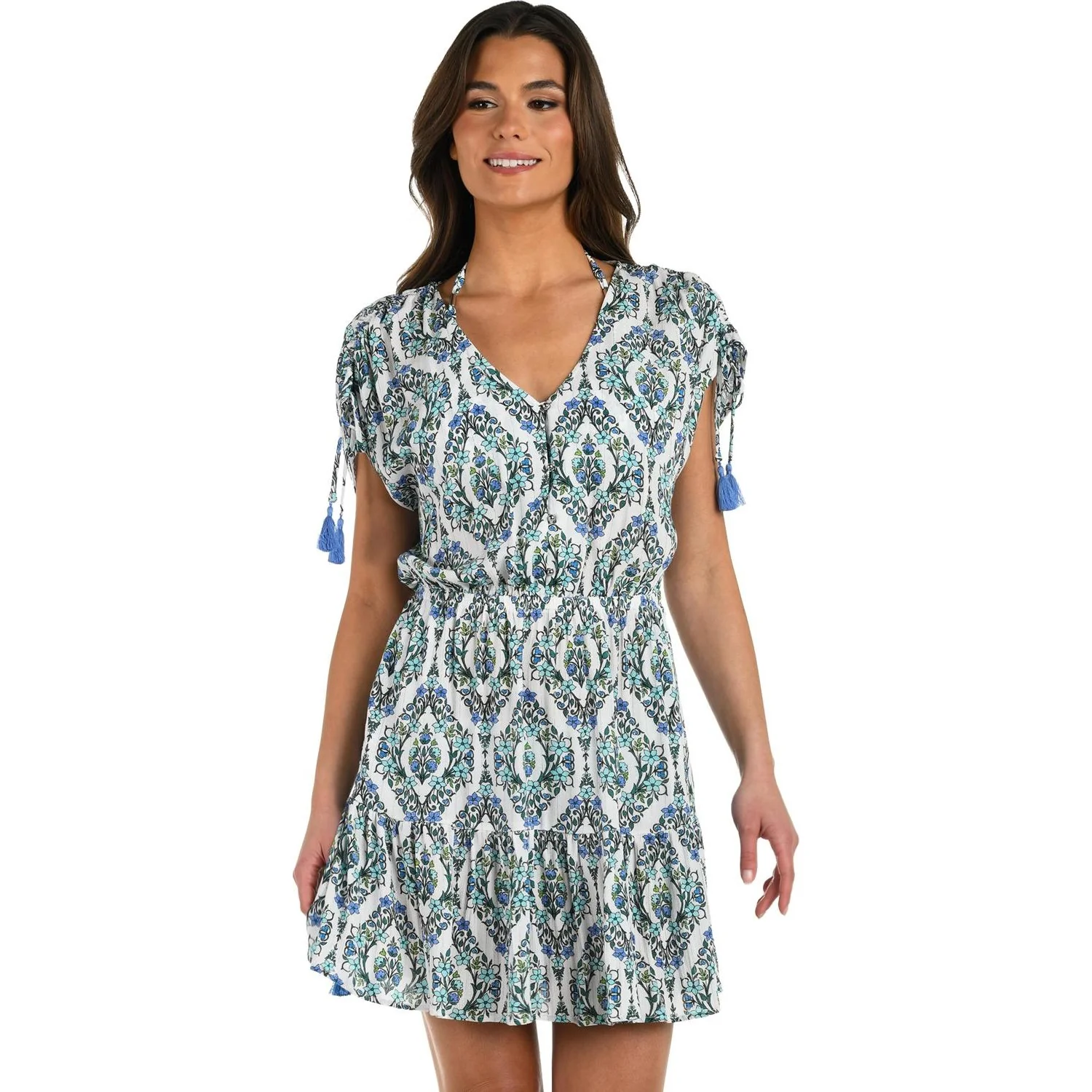 La Blanca - Womens Deja-Blue V-Neck Swim Cover-Up Dress - Image 2