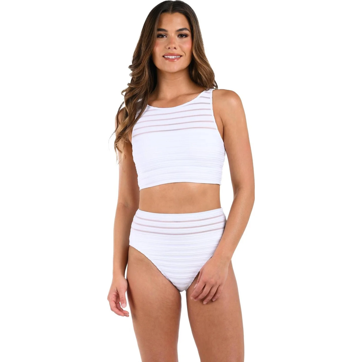 La Blanca - Womens Fluid Lines High Neck Midline Bikini Top - Image 4