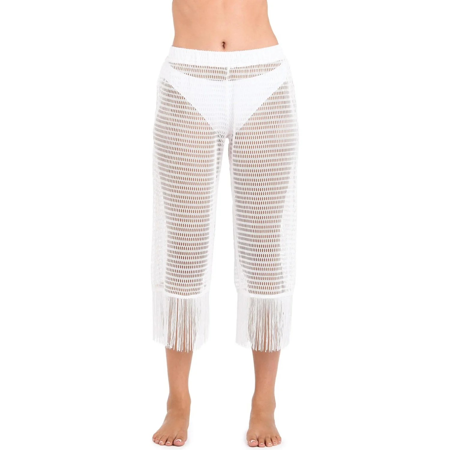 La Blanca - Womens Fringed Cropped Swim Cover-Up Pants - Image 2