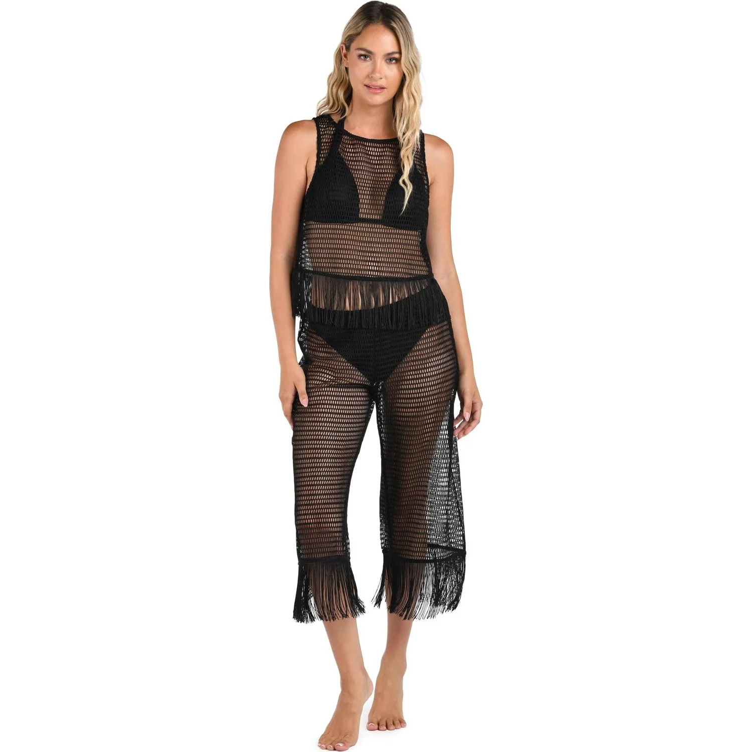 La Blanca - Womens Fringed Swim Cover-Up Tank