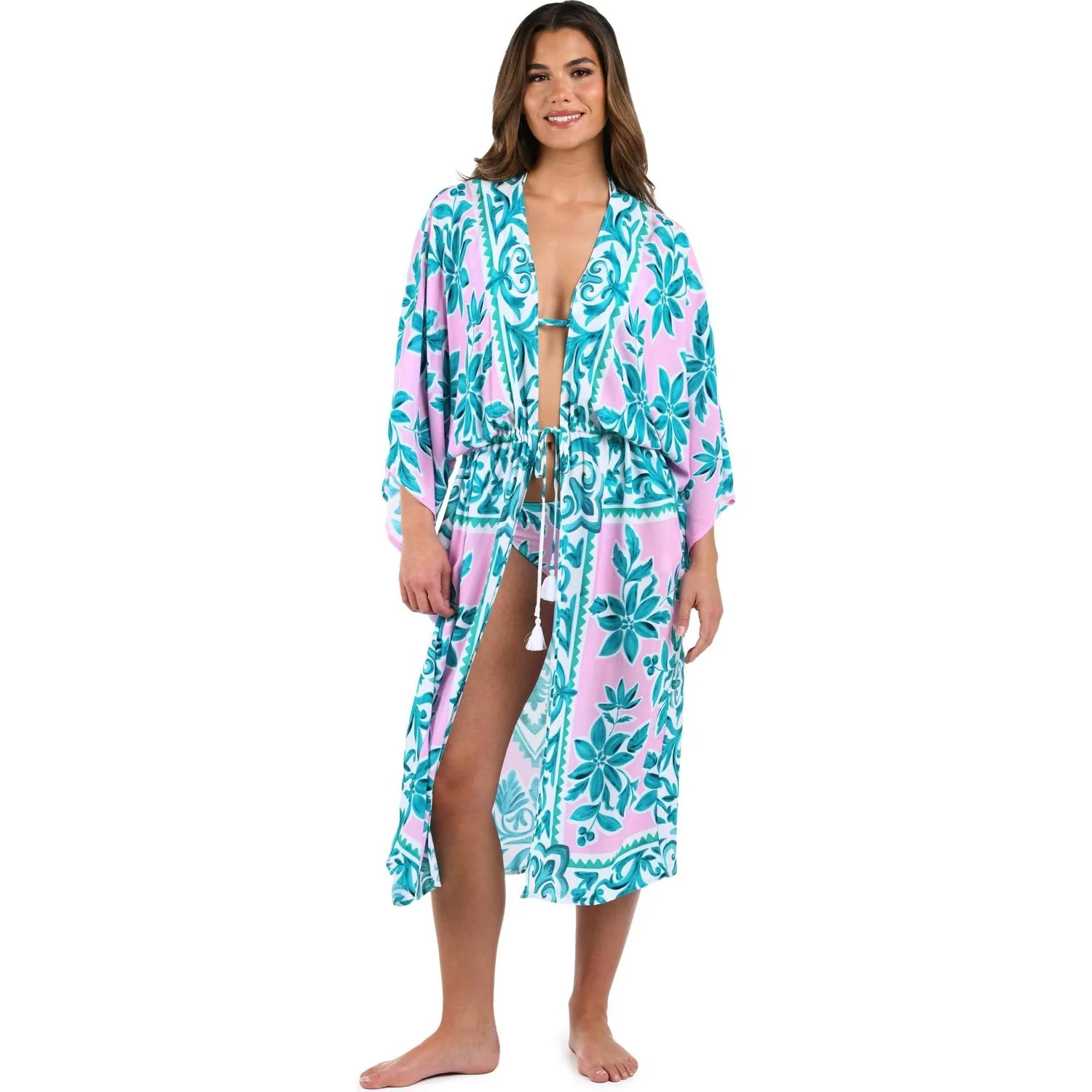 La Blanca - Womens Opulent Front Tie Kimono Cover Up - Image 2