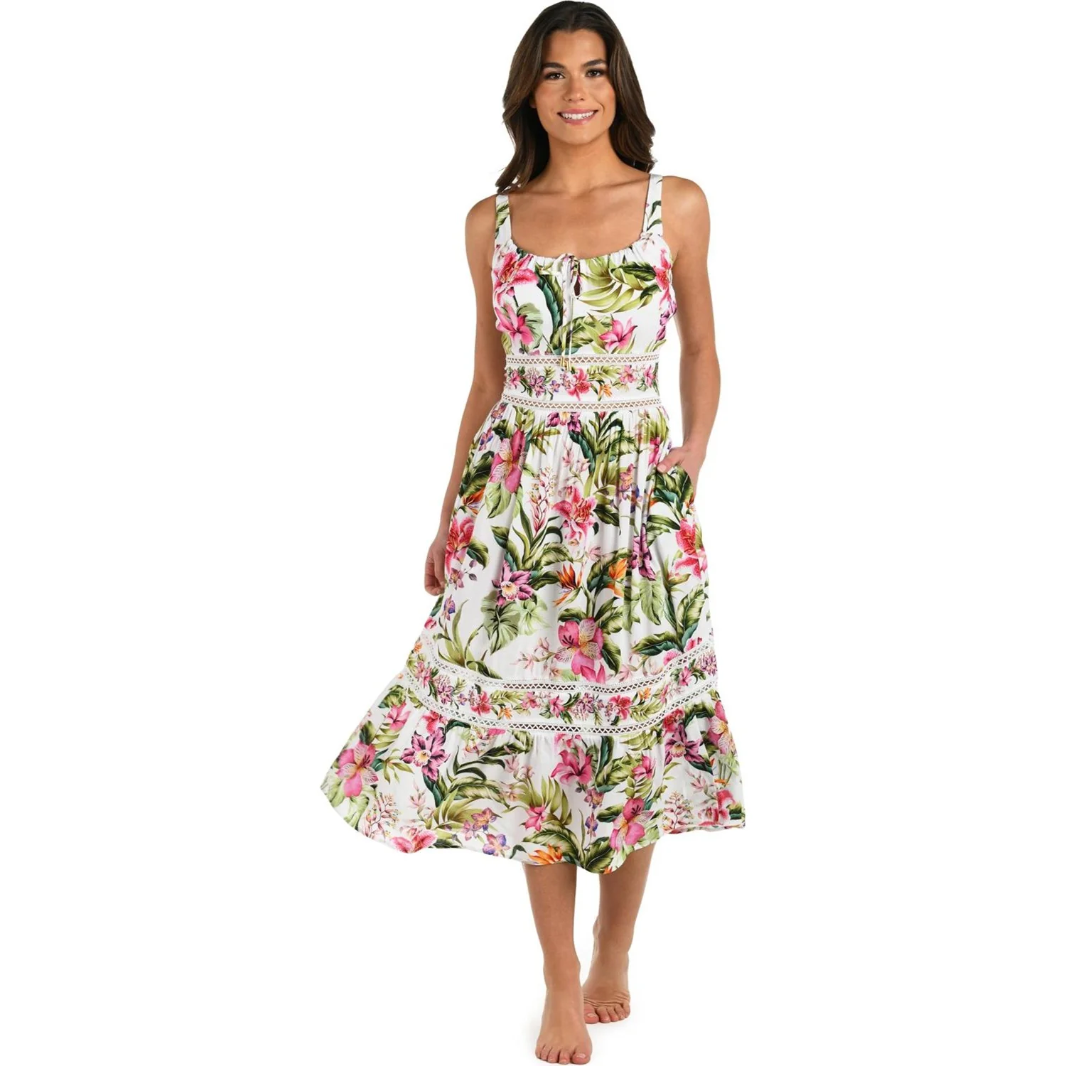 La Blanca - Womens Polynesian Tunnel Neck Dress Cover Up - Image 2
