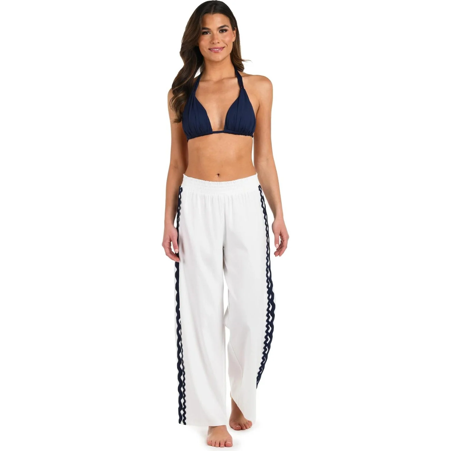 La Blanca - Womens Poolside Elastic Waistband Wide Leg Pant Cover Up