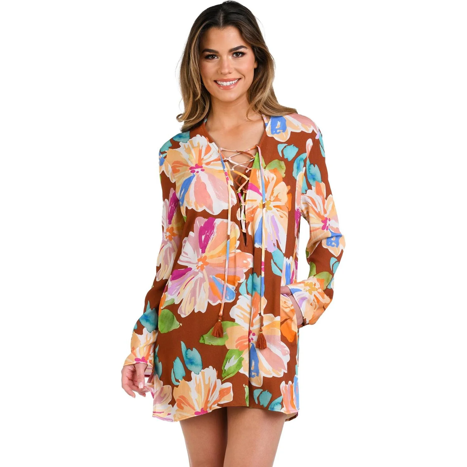 La Blanca - Womens Saharan Sands V Neck Tunic Cover Up - Image 2
