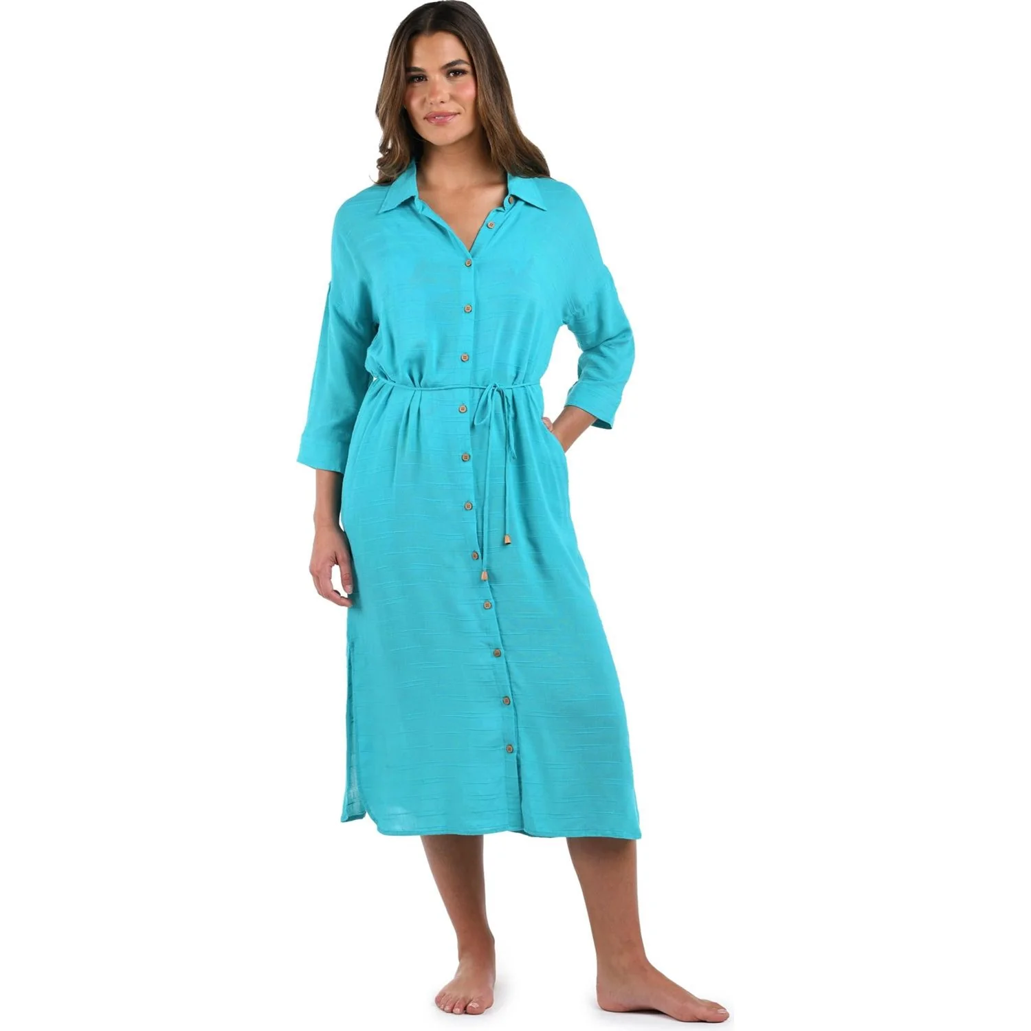La Blanca - Womens Sea Cove Button Up Shirt Swim Cover-Up Dress - Image 3