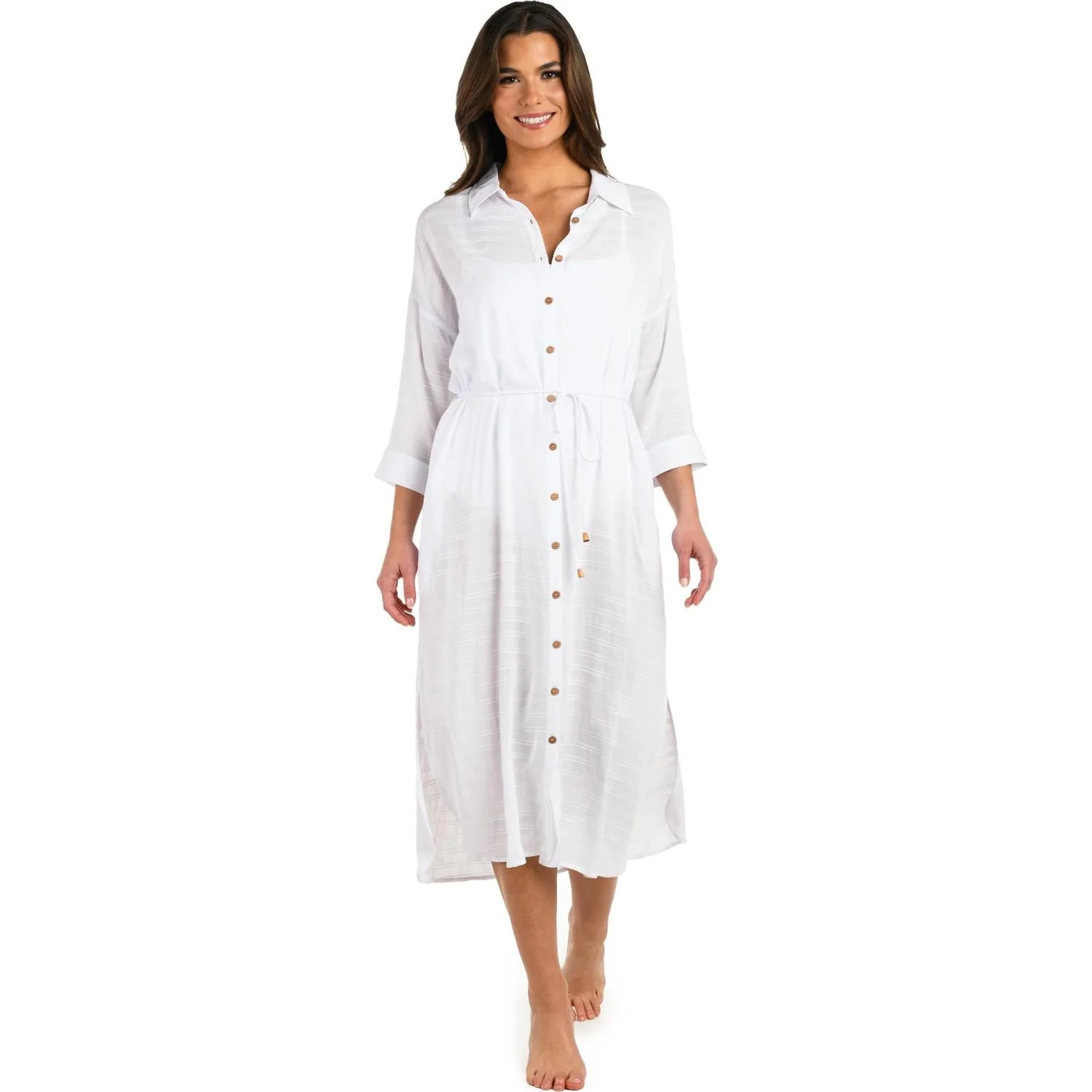 La Blanca - Womens Sea Cove Button Up Shirt Swim Cover-Up Dress - Image 4