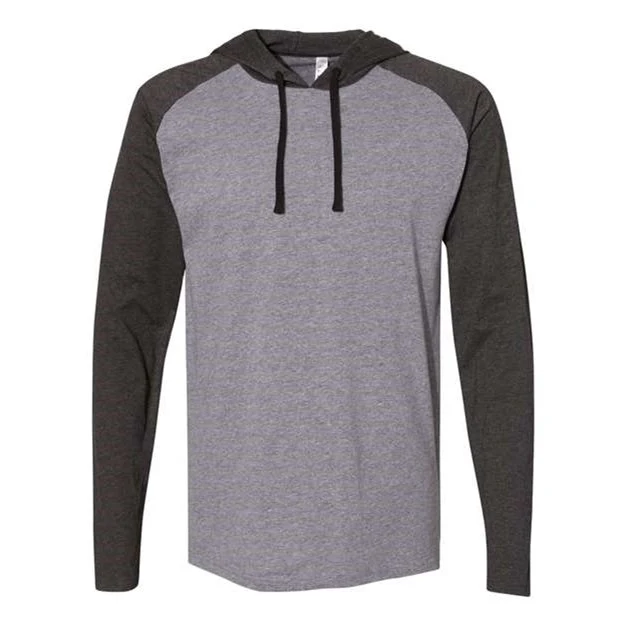 Lat - Mens 6917 Fine Jersey Hooded Long Sleeve Raglan T-Shirt - Image 14