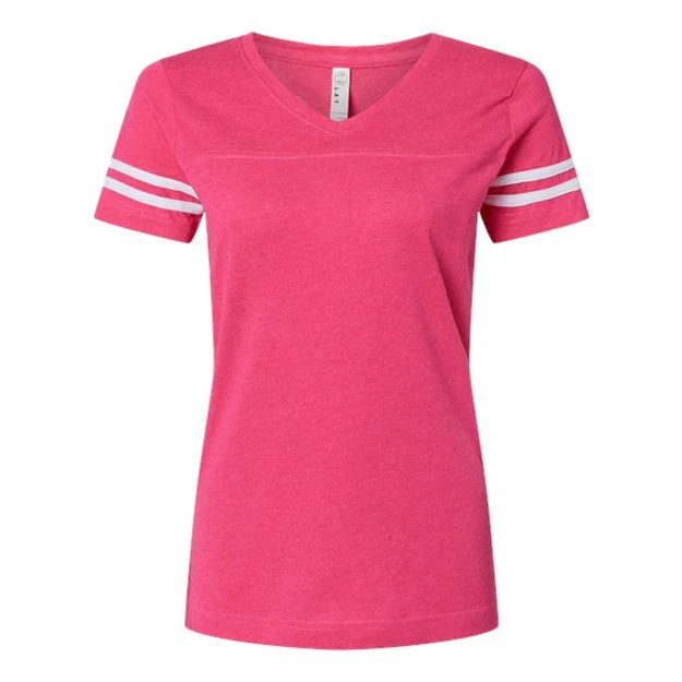 Lat - Womens 3537 Football V-Neck Fine Jersey Tee - Image 18