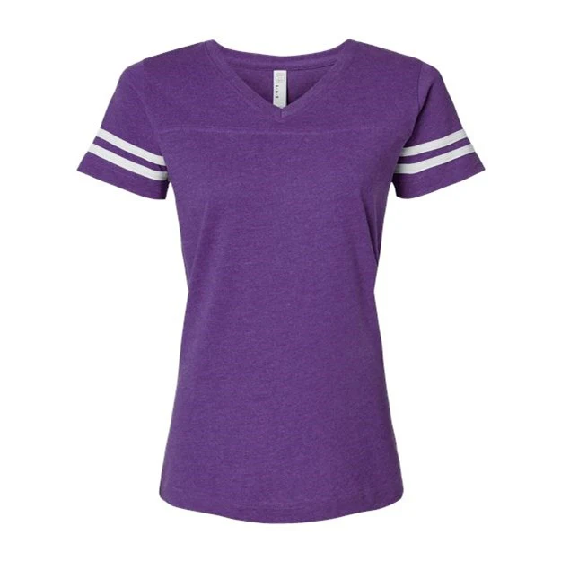 Lat - Womens 3537 Football V-Neck Fine Jersey Tee - Image 20