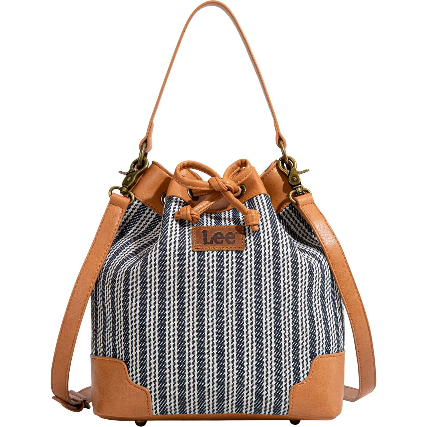 Lee - Womens Stripe Collection Drawstring Bucket Crossbody Bag - Image 3