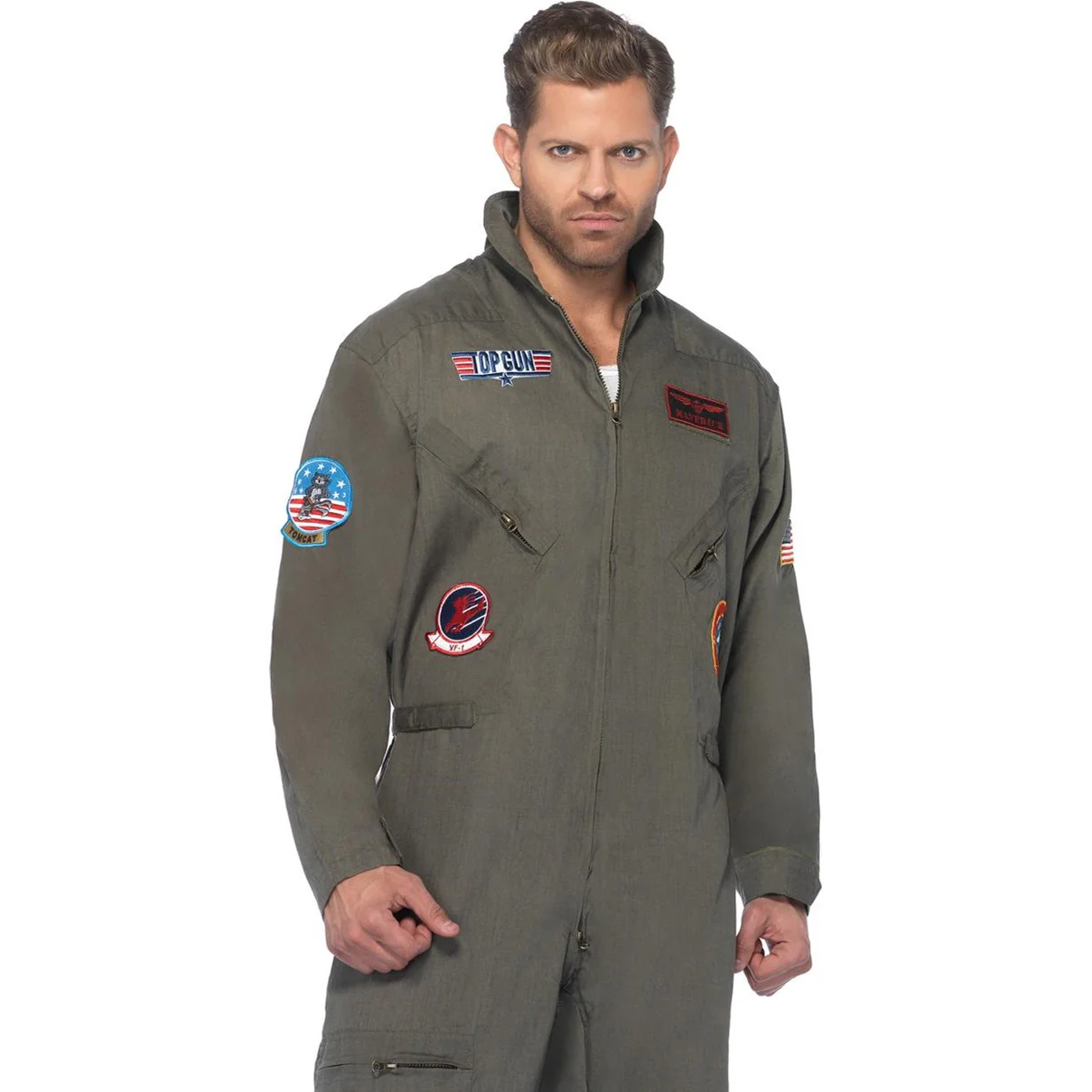 Leg Avenue - Mens 1 Piece Top Gun Flight Suit Costume