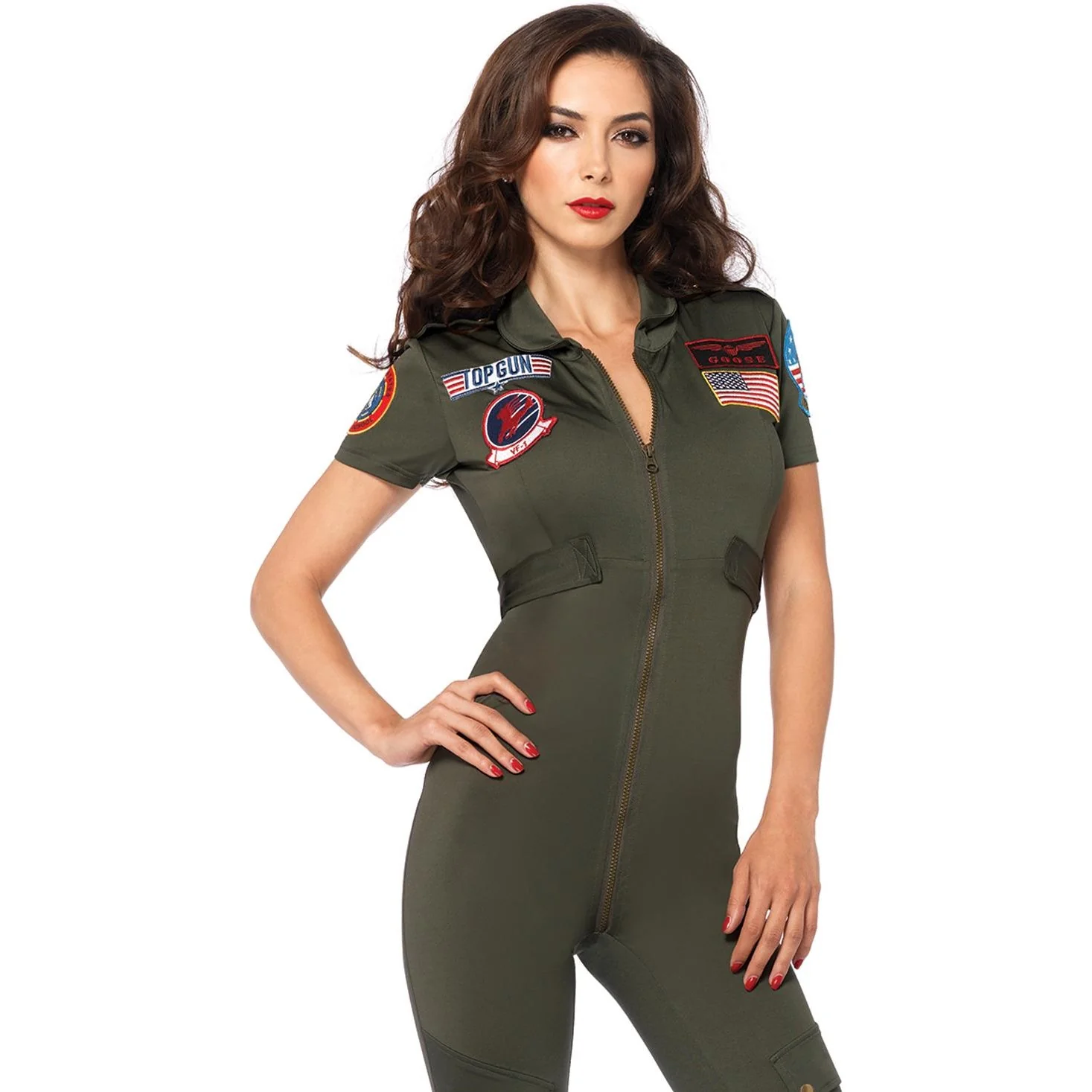 Leg Avenue - Womens 1 Piece Top Gun Flight Suit Costume - Image 2