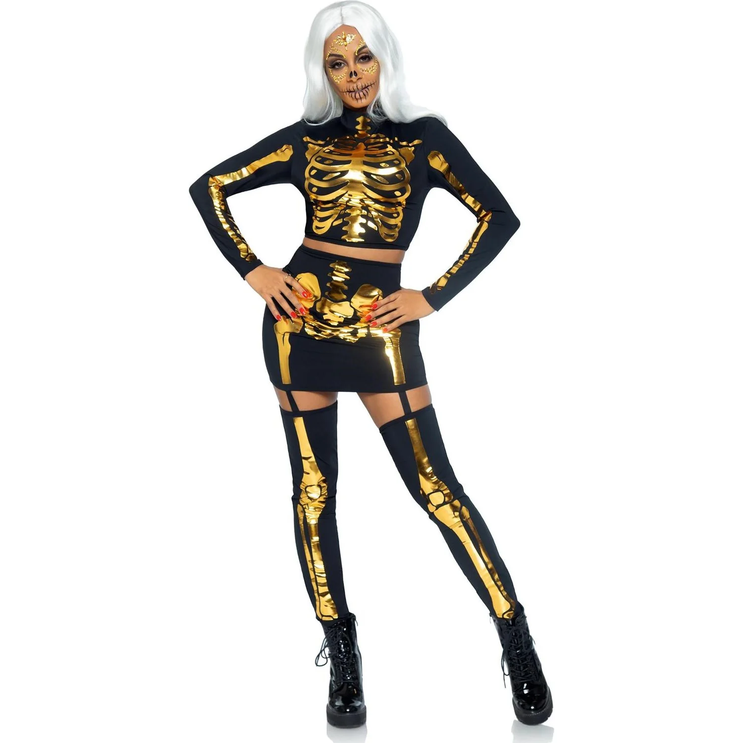 Leg Avenue - Womens 2 Piece Golden Skeleton Costume - Image 2