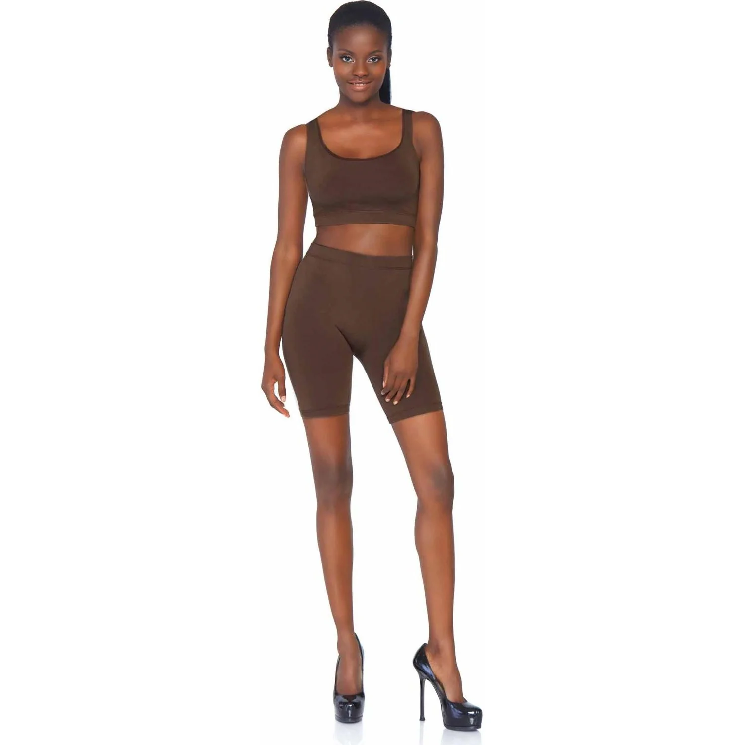 Leg Avenue - Womens 2 Piece Seamless Opaque Spandex Crop Tank and Bike Shorts - Image 8