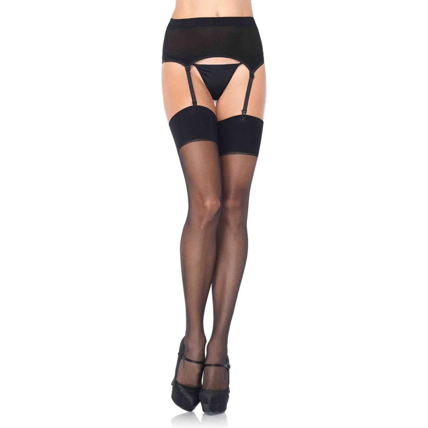 Leg Avenue - Womens 2 Piece Spandex Sheer Garter Belt and Stocking Set