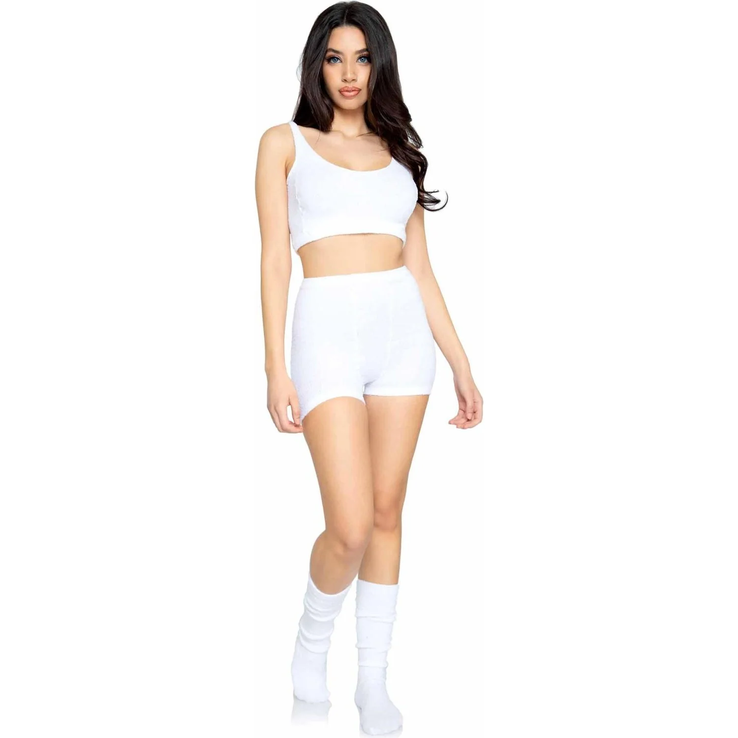 Leg Avenue - Womens 3 Piece Ultra-Soft Cozy Knit Cropped Tank, Boyshorts, and Knee Socks - Image 2