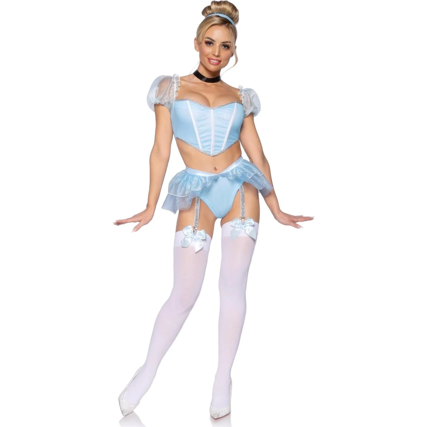 Leg Avenue - Womens 4 Piece Glass Slipper Cinderella Costume