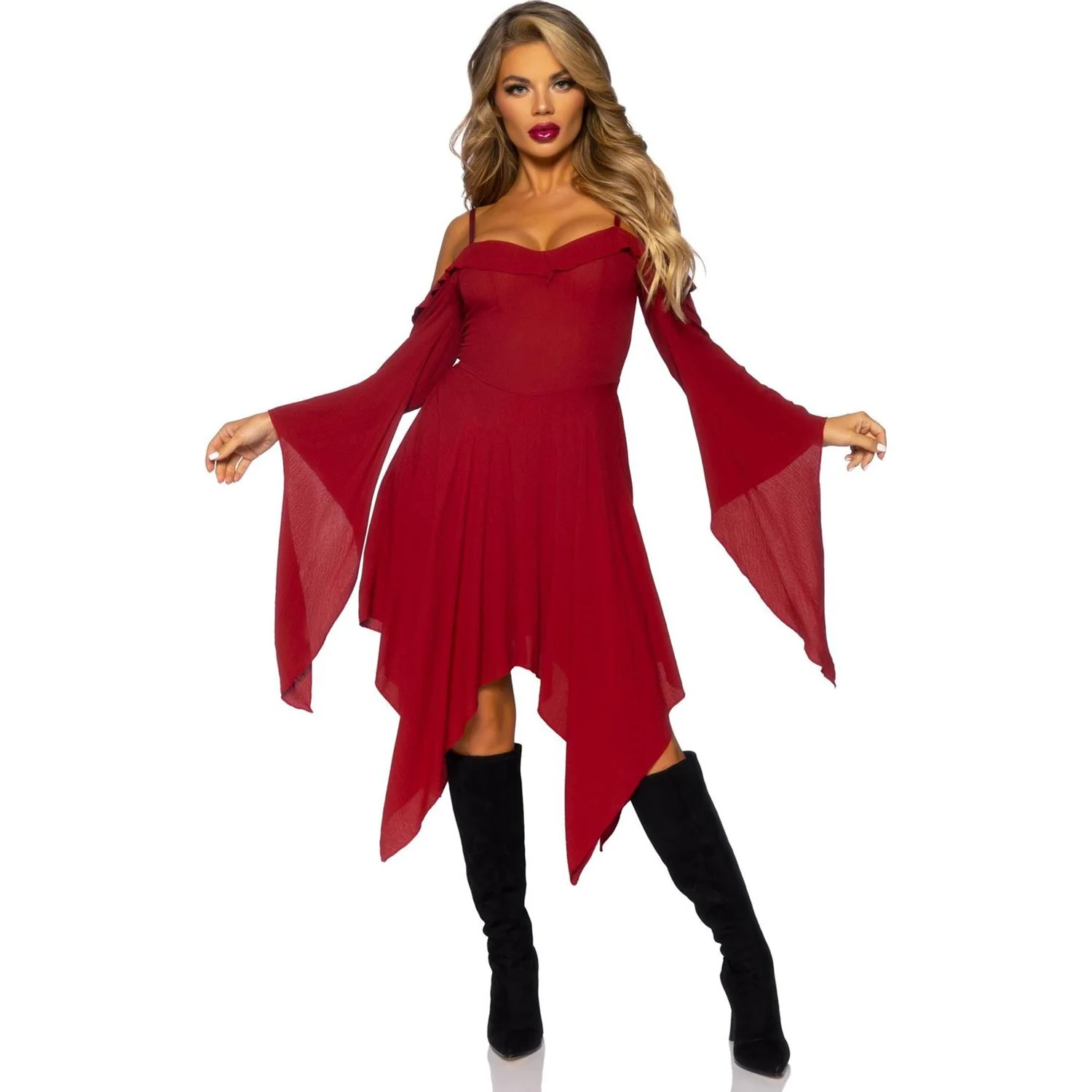 Leg Avenue - Womens Cotton Gauze Bell Sleeved Peasant Dress - Image 3