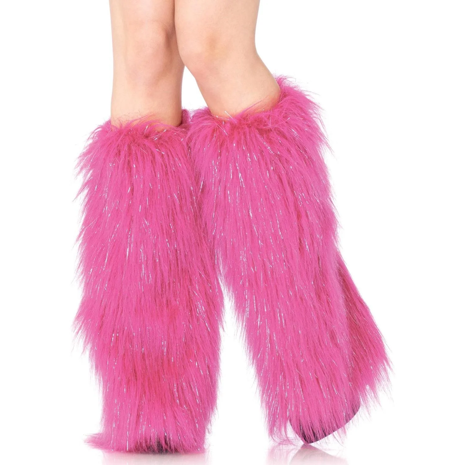 Leg Avenue - Womens Furry Metallic Shimmer Leg Warmers - Image 3