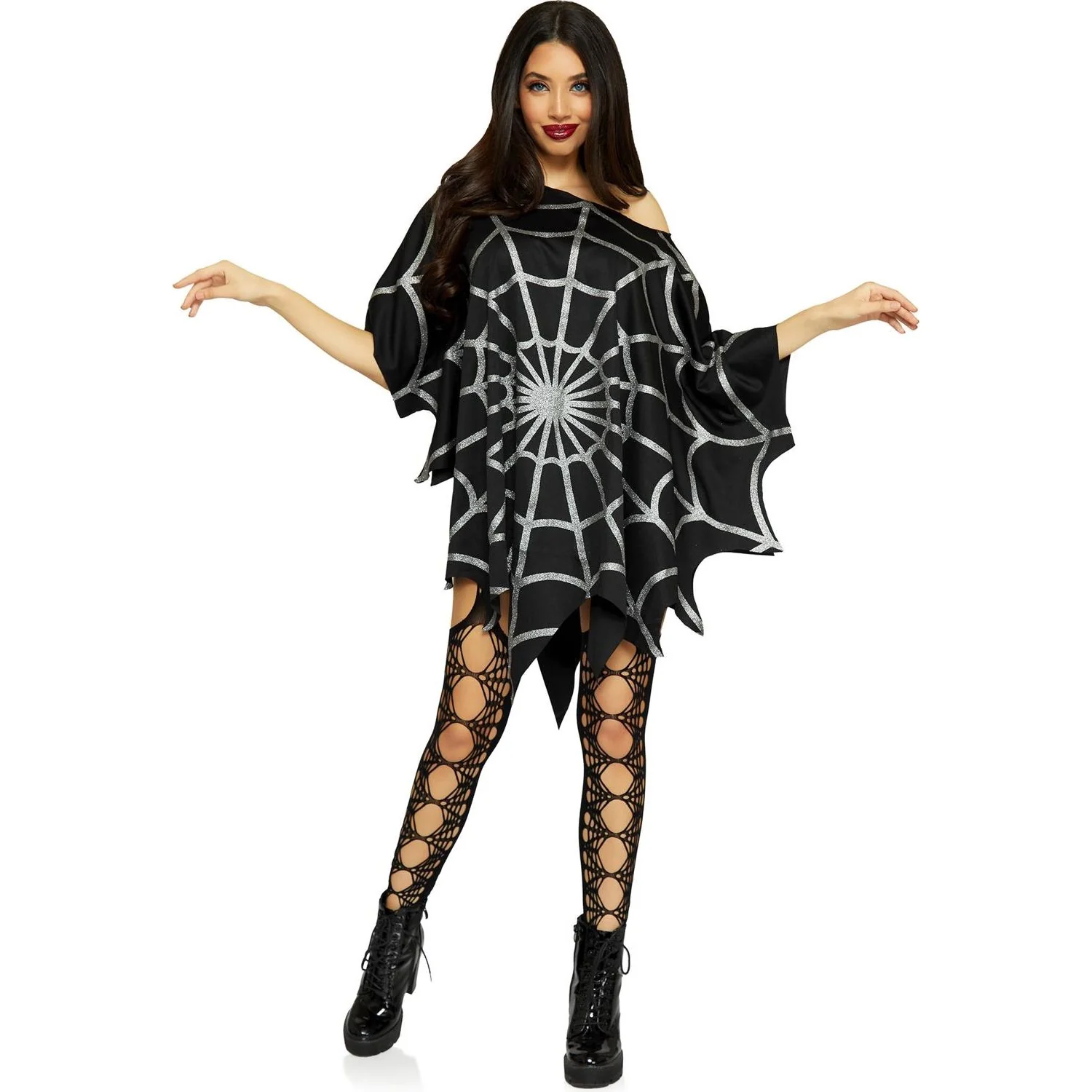 Leg Avenue - Womens Glitter Web Poncho - Image 3