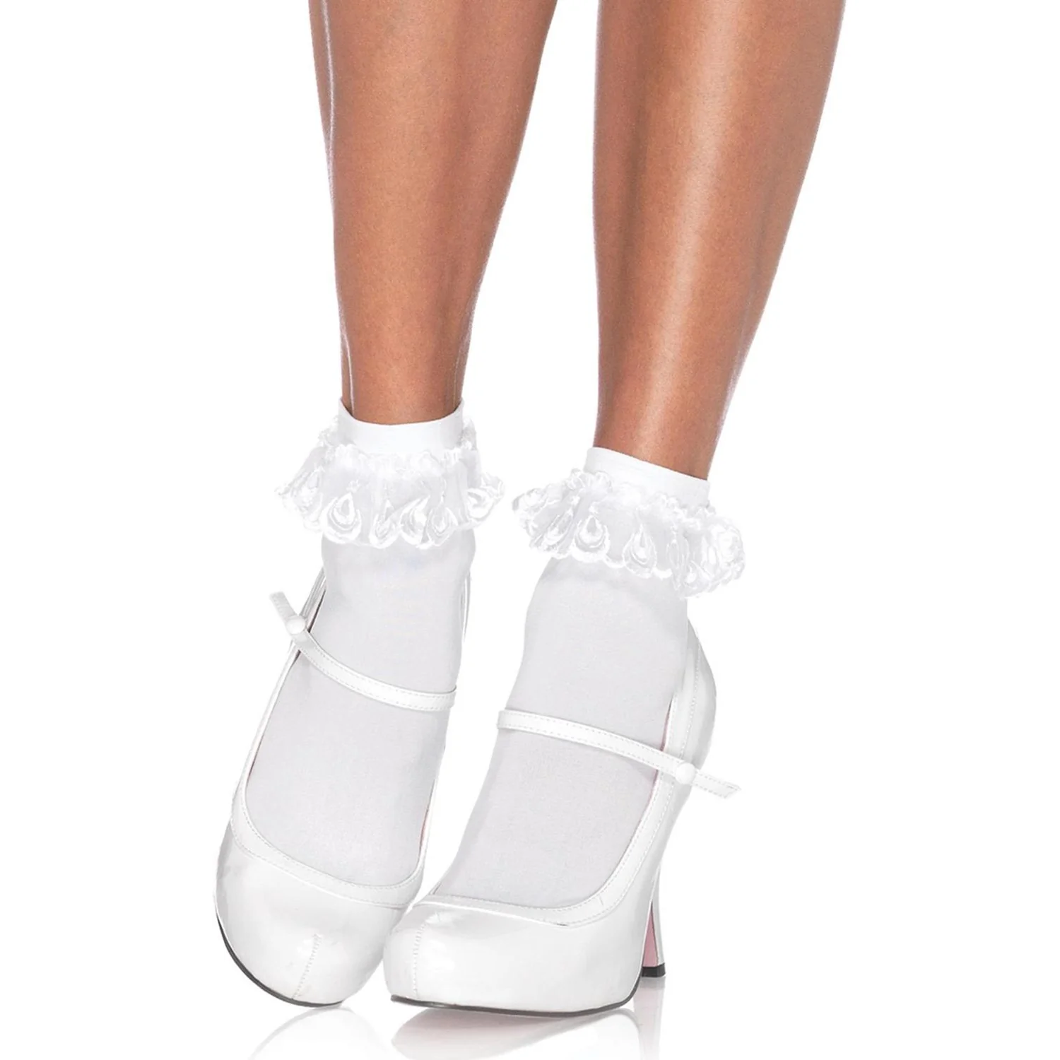 Leg Avenue - Womens Lace Ruffle Nylon Anklets - Image 2