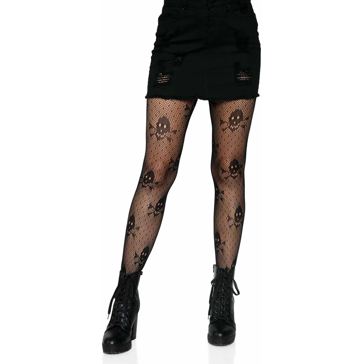 Leg Avenue - Womens Micro Net Skull Tights - Image 2