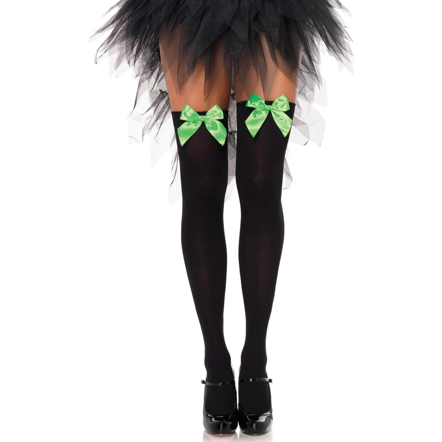 Leg Avenue - Womens Opaque Thigh Highs with Satin Bow Accent - Image 10