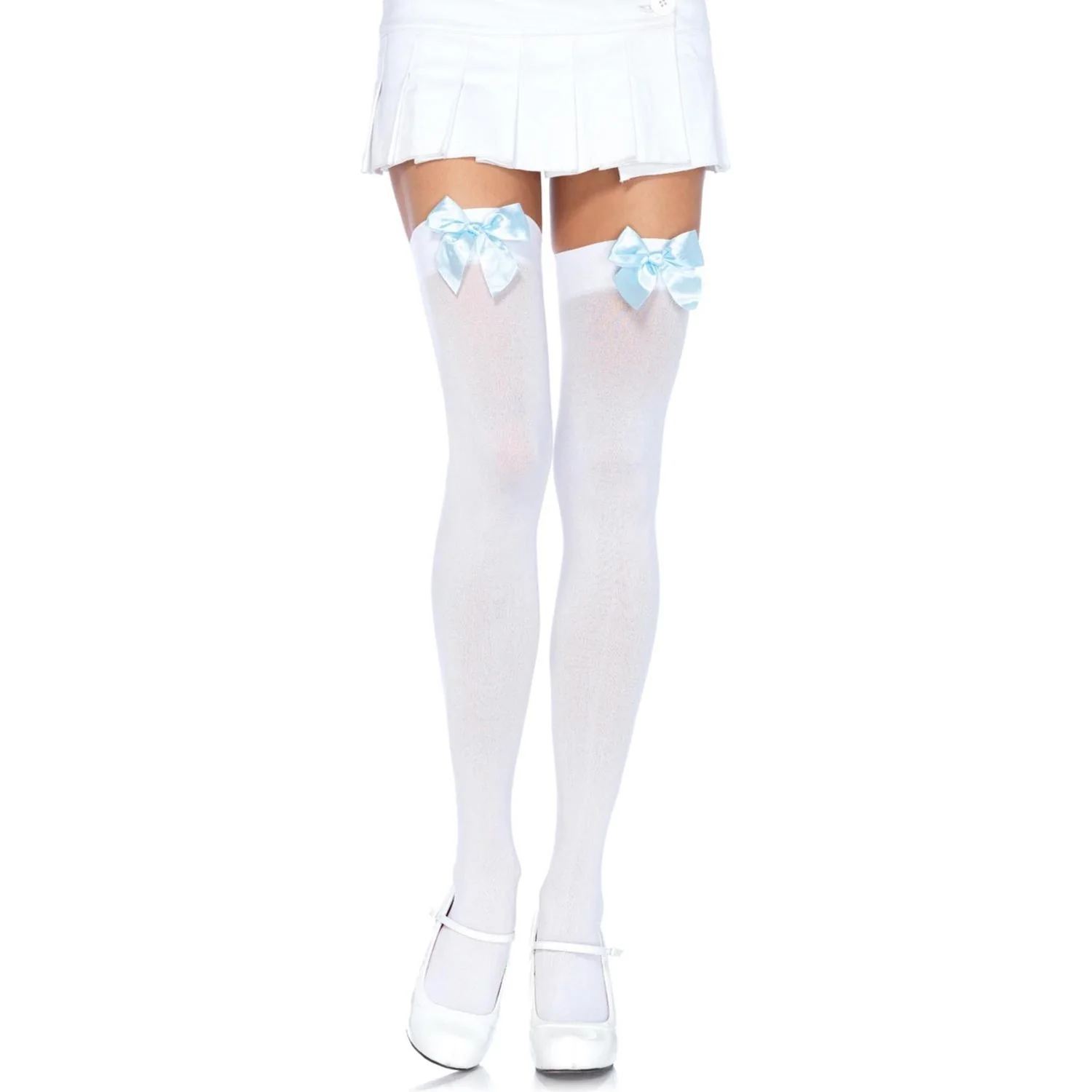 Leg Avenue - Womens Opaque Thigh Highs with Satin Bow Accent - Image 12
