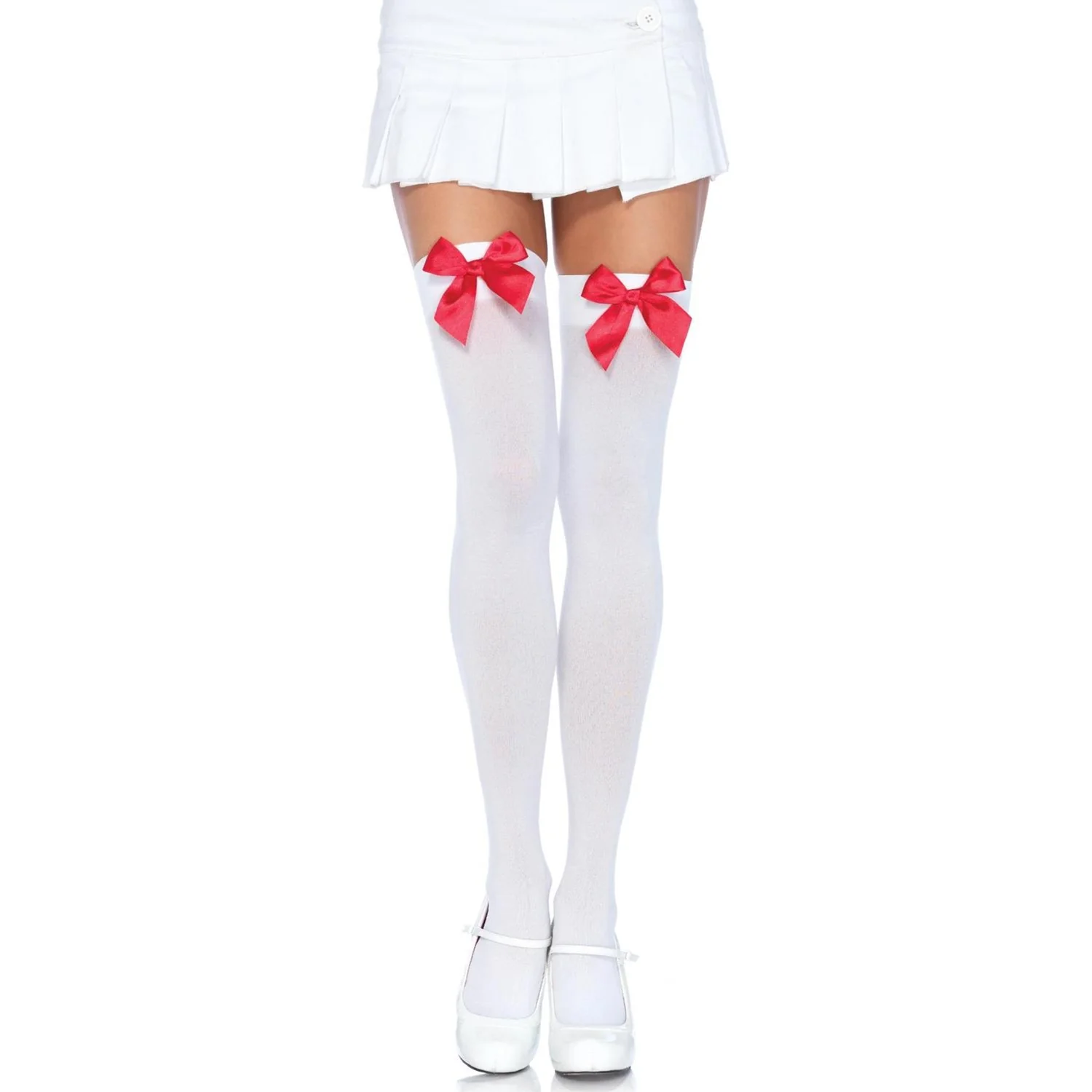 Leg Avenue - Womens Opaque Thigh Highs with Satin Bow Accent - Image 18