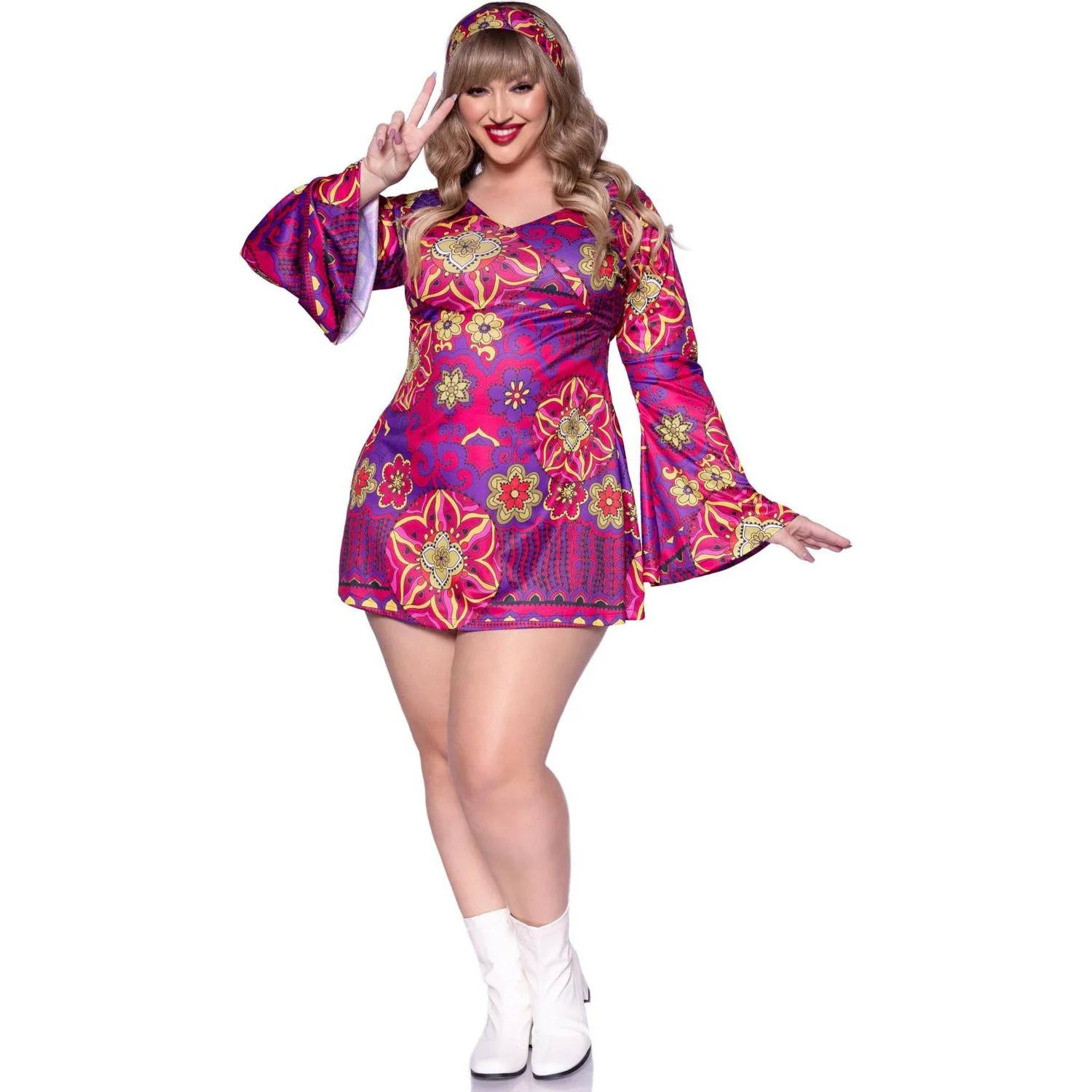 Leg Avenue - Womens Plus Size 2 Piece Hippie Girl Costume