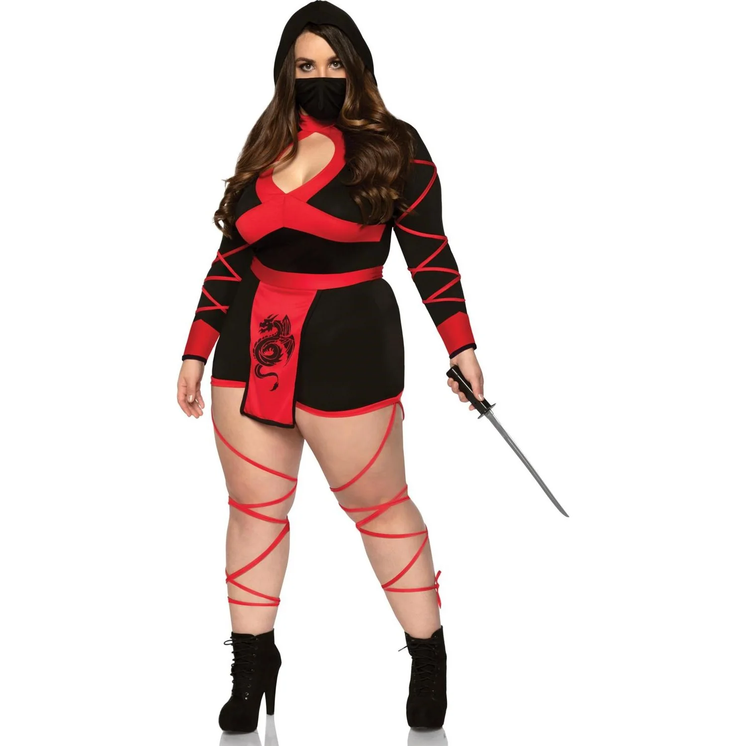Leg Avenue - Womens Plus Size 3 Piece Dragon Ninja Costume